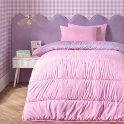 OHS Coverless 10.5 Tog Reversible Duvet & Pillowcase, Pink/Lilac - Single