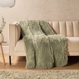 OHS Fluffy Fleece Throw, Sage - 150 X 200cm