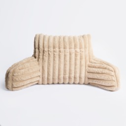 OHS Ribbed Faux Fur Cuddle Cushion with Heatable Pocket - Stone - thumbnail 5