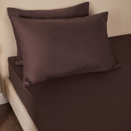 OHS Plain Cotton Deep Fitted Sheet, Coffee - Superking
