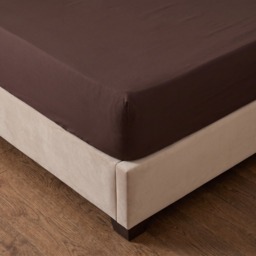 OHS Plain Cotton Deep Fitted Sheet, Coffee - Superking - thumbnail 2