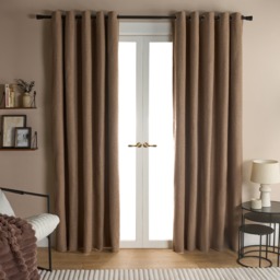 OHS Bouclé Eyelet Blackout Curtains, Natural - 90 x 90in