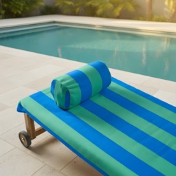 OHS Stripe Inflatable Beach Bolster Pillow - Blue/Green - thumbnail 3