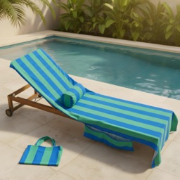 OHS Stripe Inflatable Beach Bolster Pillow - Blue/Green - thumbnail 5