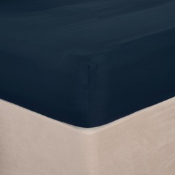 OHS Plain Dyed Fitted Bed Sheets, Navy - Double - thumbnail 2