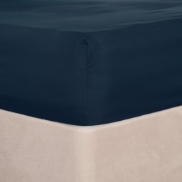OHS Plain Dyed Fitted Bed Sheets, Navy - Double - thumbnail 1