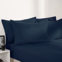 OHS Plain Dyed Fitted Bed Sheets, Navy - Double - thumbnail 4