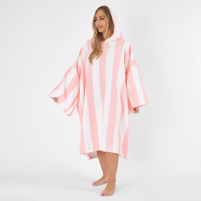 OHS Adult Towel Poncho Stripe Print – Blush Pink - image 1