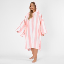 OHS Adult Towel Poncho Stripe Print – Blush Pink - thumbnail 1