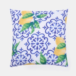 OHS Indoor/Outdoor Lemon Print Cushion Covers with Cushion - Blue/White - thumbnail 4