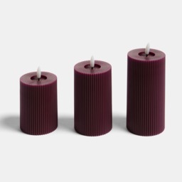 OHS LED Ribbed Candle, Burgundy - 3 Pack - thumbnail 4
