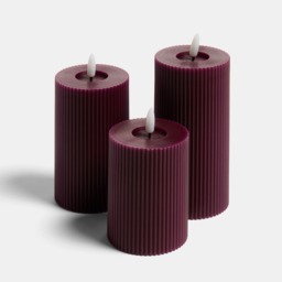 OHS LED Ribbed Candle, Burgundy - 3 Pack - thumbnail 5
