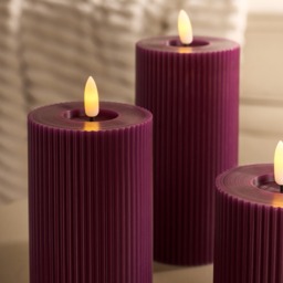 OHS LED Ribbed Candle, Burgundy - 3 Pack - thumbnail 2