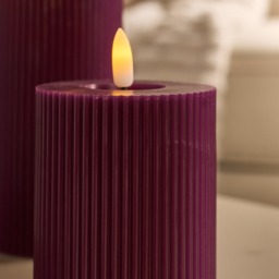 OHS LED Ribbed Candle, Burgundy - 3 Pack - thumbnail 3