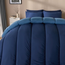 OHS Coverless 10.5 Tog Reversible Duvet & Pillowcase, Navy/Blue - Single - thumbnail 2