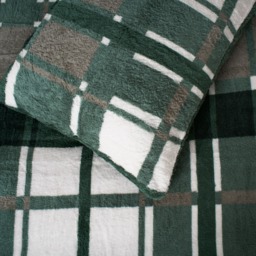 OHS Check Teddy Duvet Set, Forest Green - Super King - thumbnail 4