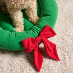 OHS Christmas Bow Wreath Pet Bed - Green - thumbnail 3