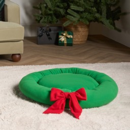 OHS Christmas Bow Wreath Pet Bed - Green - thumbnail 1
