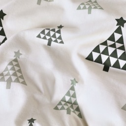 OHS Winter Tree Print Brushed Cotton Flannelette Duvet Cover Set, White/Green - Double - thumbnail 3