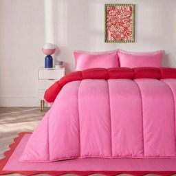 OHS Coverless 10.5 Tog Reversible Duvet Set, Hot Pink/Red - King