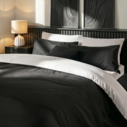 OHS Reversible Duvet Cover Set, White Black - Double - thumbnail 1