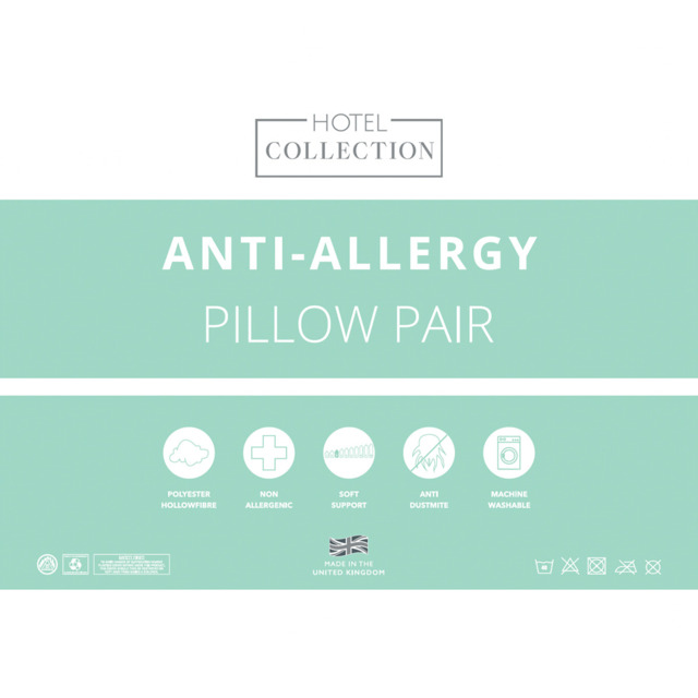Downland Hotel Collection Anti Allergy Pillow Pair, White - 2 Pack - image 1
