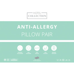 Downland Hotel Collection Anti Allergy Pillow Pair, White - 2 Pack - thumbnail 1