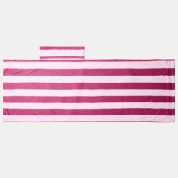 OHS Stripe Beach Towel in a Bag - Burgundy/Pink - thumbnail 5