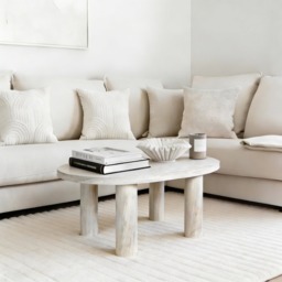 OHS 4-Legged Travertine Effect Coffee Table - Natural - thumbnail 1