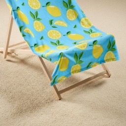 OHS Lemon Print Beach Towel - Blue - thumbnail 3