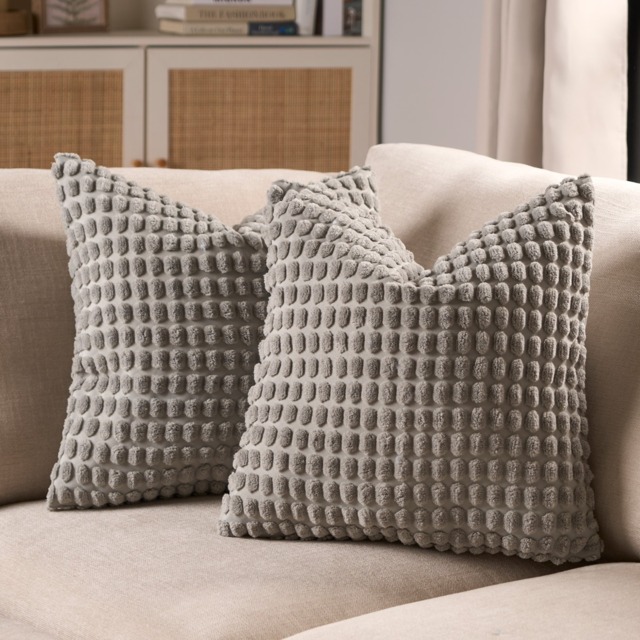 OHS 2 Pack Bobble Textured Cushion Covers, 45 x 45cm - Grey - image 1