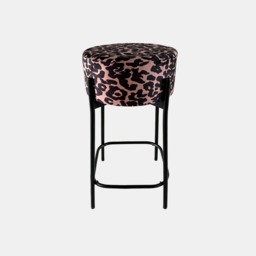 OHS Leopard Print Boucle Bar Stool - Black - thumbnail 2