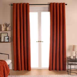 OHS Bouclé Eyelet Blackout Curtains, Rust - 66 x 90in - thumbnail 1