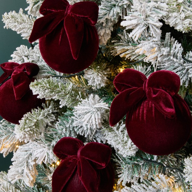 OHS 4 Pack Bauble with Bow - Burgundy - image 1