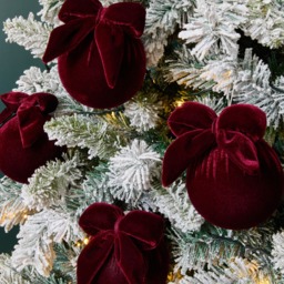 OHS 4 Pack Bauble with Bow - Burgundy - thumbnail 1