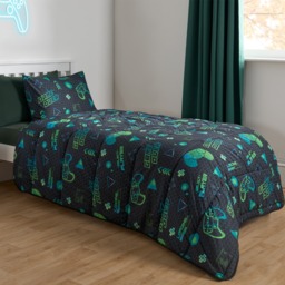 OHS Gaming Coverless 10.5 Tog Duvet & Pillowcase, Black - Double - thumbnail 2
