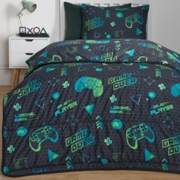 OHS Gaming Coverless 10.5 Tog Duvet & Pillowcase, Black - Double - thumbnail 5