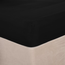 OHS Plain Dyed King Size Fitted Sheet - Black - thumbnail 2