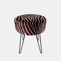 OHS Zebra Matte Velvet Hairpin Stool - Natural - thumbnail 2
