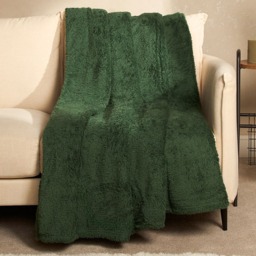 OHS Teddy Fleece Throw, Forest Green - 125 x 150cm