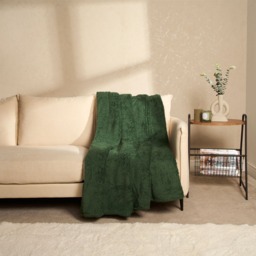 OHS Teddy Fleece Throw, Forest Green - 125 x 150cm - thumbnail 2