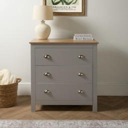 OHS Chicago 3 Drawer Bedside Table - Grey - thumbnail 1