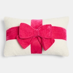 OHS Bow Wrapped Cushion - Hot Pink/Cream - thumbnail 3