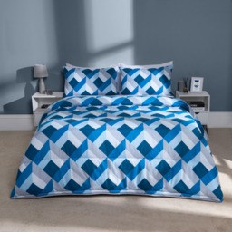 OHS Abstract Coverless 10.5 Tog Duvet & Pillowcases, Navy - Double - thumbnail 1