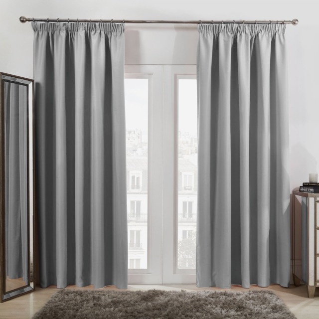 "OHS Pencil Pleat Blackout Curtains - Silver, 66"" x 72""" - image 1