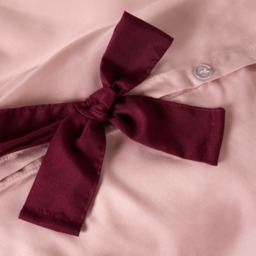 OHS Bow Tie Plain Dyed Duvet Cover Set, Blush/Burgundy - Double - thumbnail 5