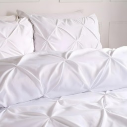 OHS Diamond Pintuck Pinch Pleat Duvet Cover Set, White - Super King - thumbnail 2
