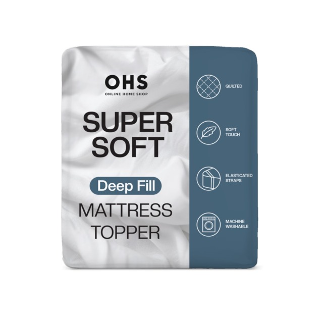 OHS Soft Touch Deep Fill Mattress Topper, White - Double - image 1