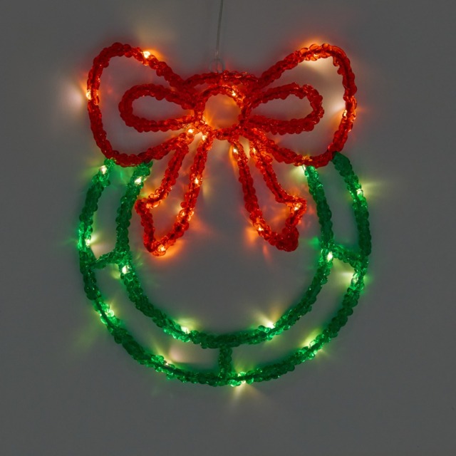 OHS LED Bow Wreath - Green/Red - image 1