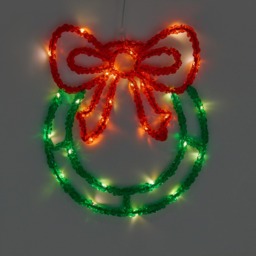 OHS LED Bow Wreath - Green/Red - thumbnail 1